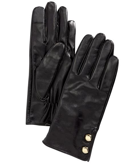 michael michael kors leather two-button gloves|mk gloves.